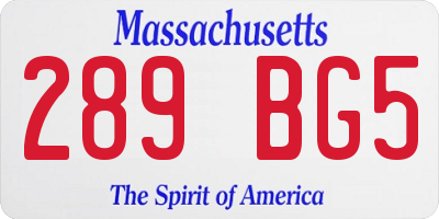MA license plate 289BG5