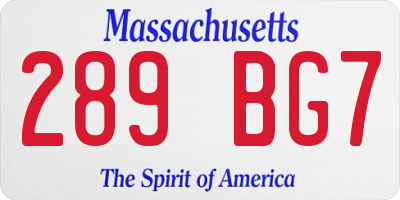MA license plate 289BG7