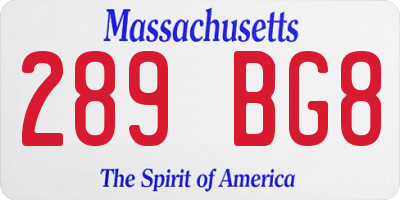 MA license plate 289BG8