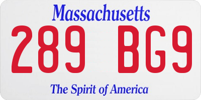 MA license plate 289BG9