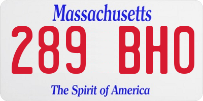 MA license plate 289BH0