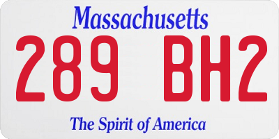 MA license plate 289BH2