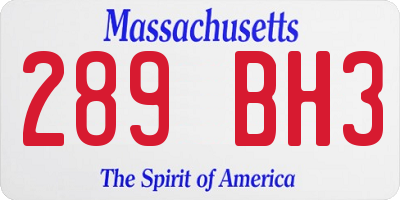 MA license plate 289BH3