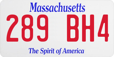 MA license plate 289BH4