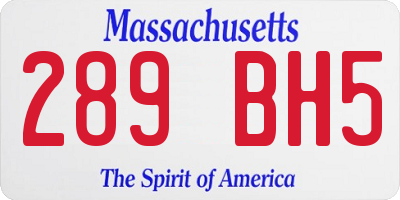 MA license plate 289BH5
