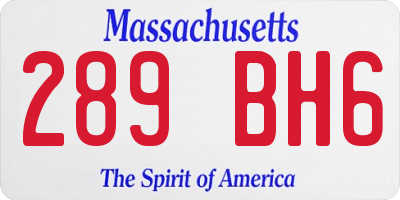 MA license plate 289BH6
