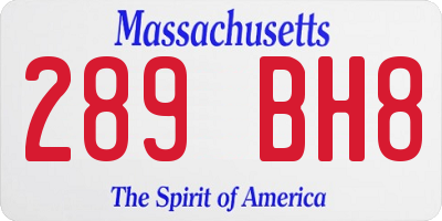 MA license plate 289BH8