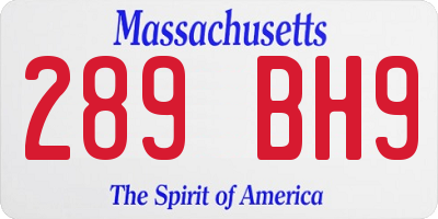 MA license plate 289BH9