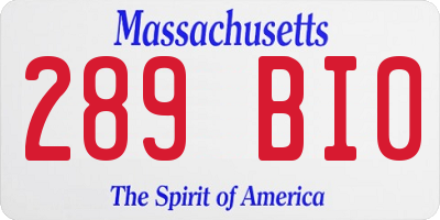 MA license plate 289BI0