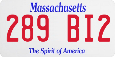 MA license plate 289BI2