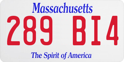 MA license plate 289BI4