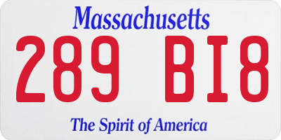 MA license plate 289BI8