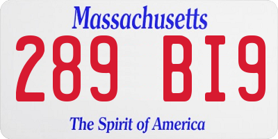 MA license plate 289BI9