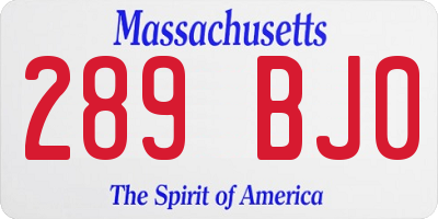 MA license plate 289BJ0