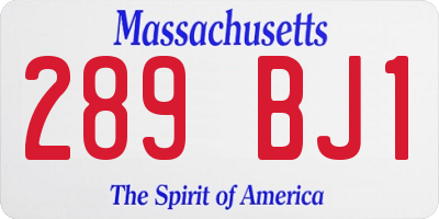 MA license plate 289BJ1