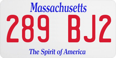 MA license plate 289BJ2