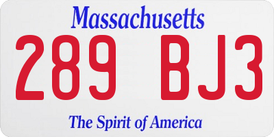 MA license plate 289BJ3