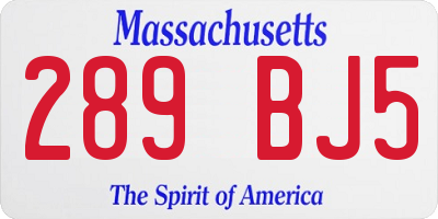 MA license plate 289BJ5