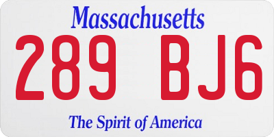 MA license plate 289BJ6