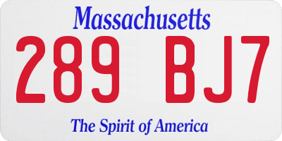 MA license plate 289BJ7