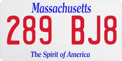 MA license plate 289BJ8