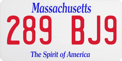 MA license plate 289BJ9