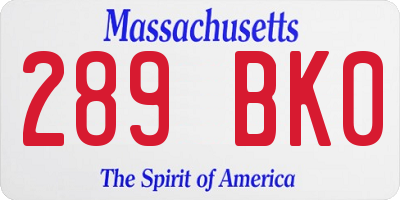 MA license plate 289BK0