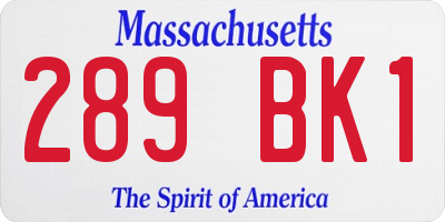 MA license plate 289BK1