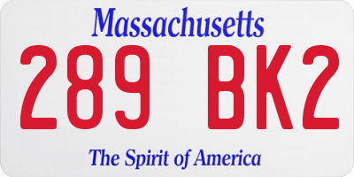 MA license plate 289BK2