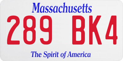 MA license plate 289BK4