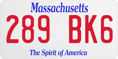 MA license plate 289BK6