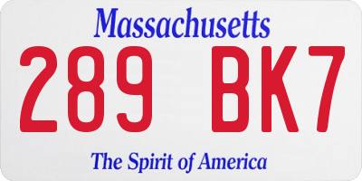 MA license plate 289BK7