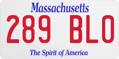 MA license plate 289BL0