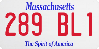 MA license plate 289BL1