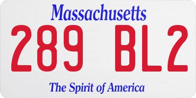 MA license plate 289BL2