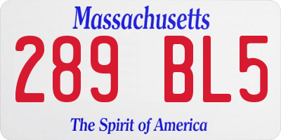 MA license plate 289BL5