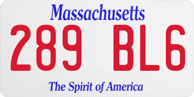 MA license plate 289BL6