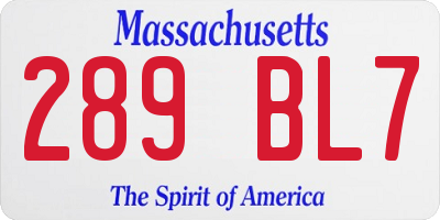 MA license plate 289BL7