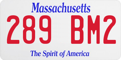 MA license plate 289BM2