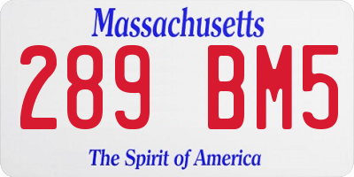 MA license plate 289BM5