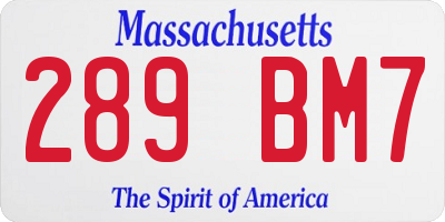MA license plate 289BM7