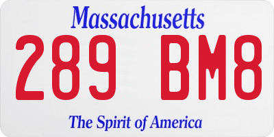 MA license plate 289BM8