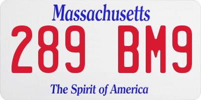 MA license plate 289BM9