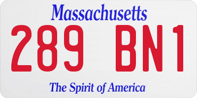 MA license plate 289BN1
