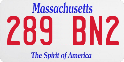MA license plate 289BN2