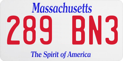 MA license plate 289BN3