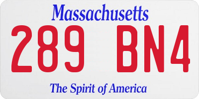 MA license plate 289BN4