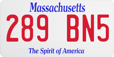 MA license plate 289BN5