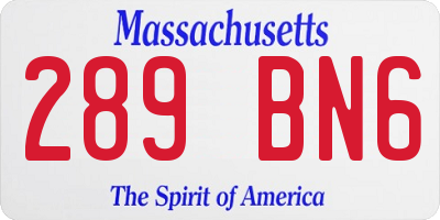 MA license plate 289BN6