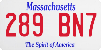 MA license plate 289BN7